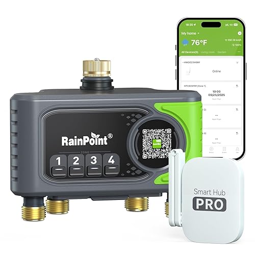 RAINPOINT WiFi Sprinkler Timer 4 Zone, Outdoor Smart Water Timer