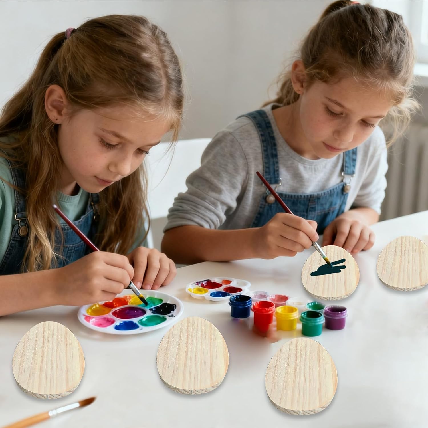 6 Pcs Wooden Blank Cutouts Unfinished Thick Shaped Table Wooden Signs Wood Blocks to Paint for DIY Crafts Holiday Home Tiered Tray Party Decorations Gift Making (Easter Egg) image 4