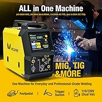 Vista 2 de Weldpro 200A MIG Soldador, 6 en 1 MIG/Flux Core/Stick/Spool Gun/AC/DC TIG Multi Proceso Soldador 110V/220V, AC/DC TIG Soldador con pedal de pie