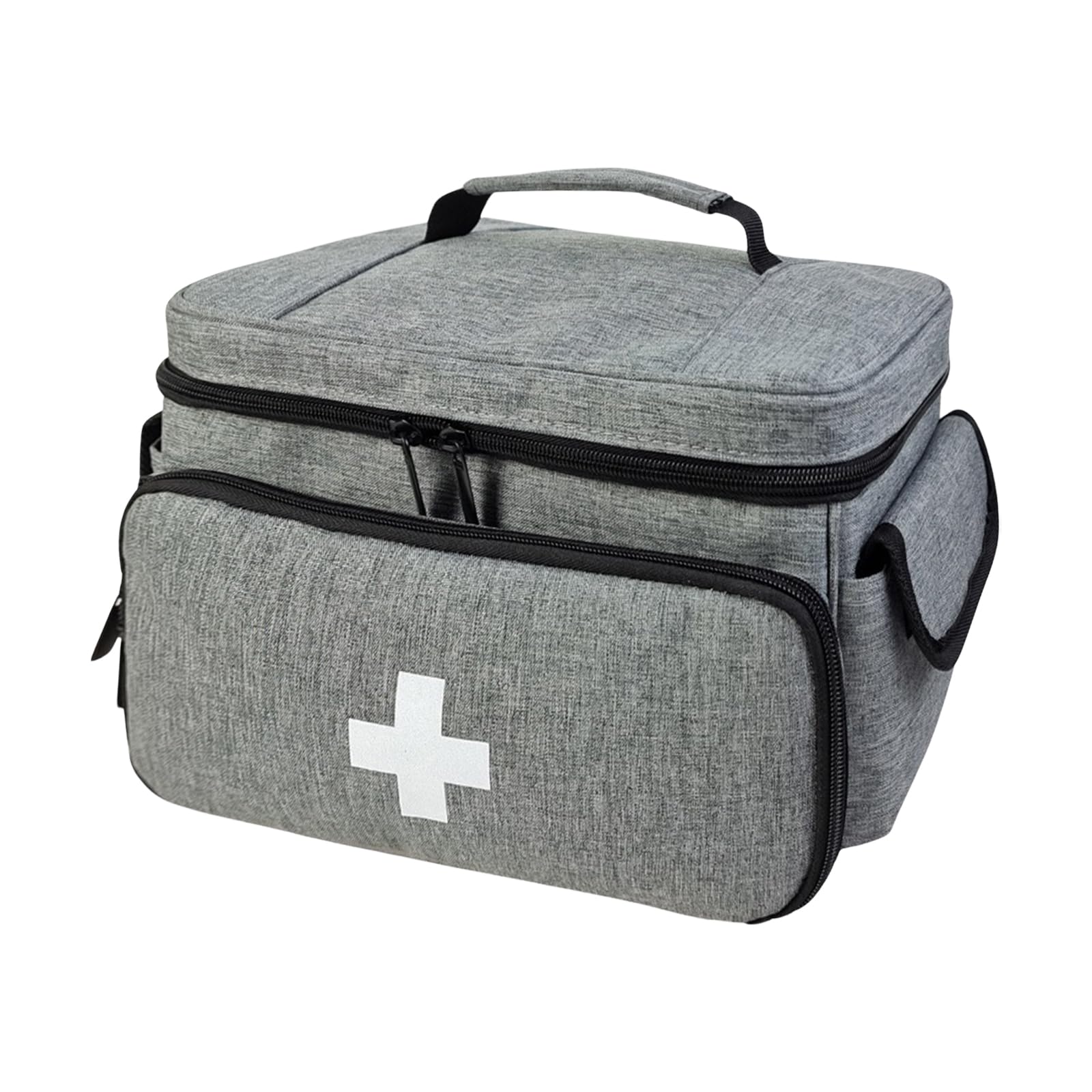 Borsa medica vuota per primo soccorso, kit di emergenza, borsa per infermieri, organizer per medicinali di grande capacità, con scomparti multipli per visite a casa, viaggi, Grigio, Portatile
