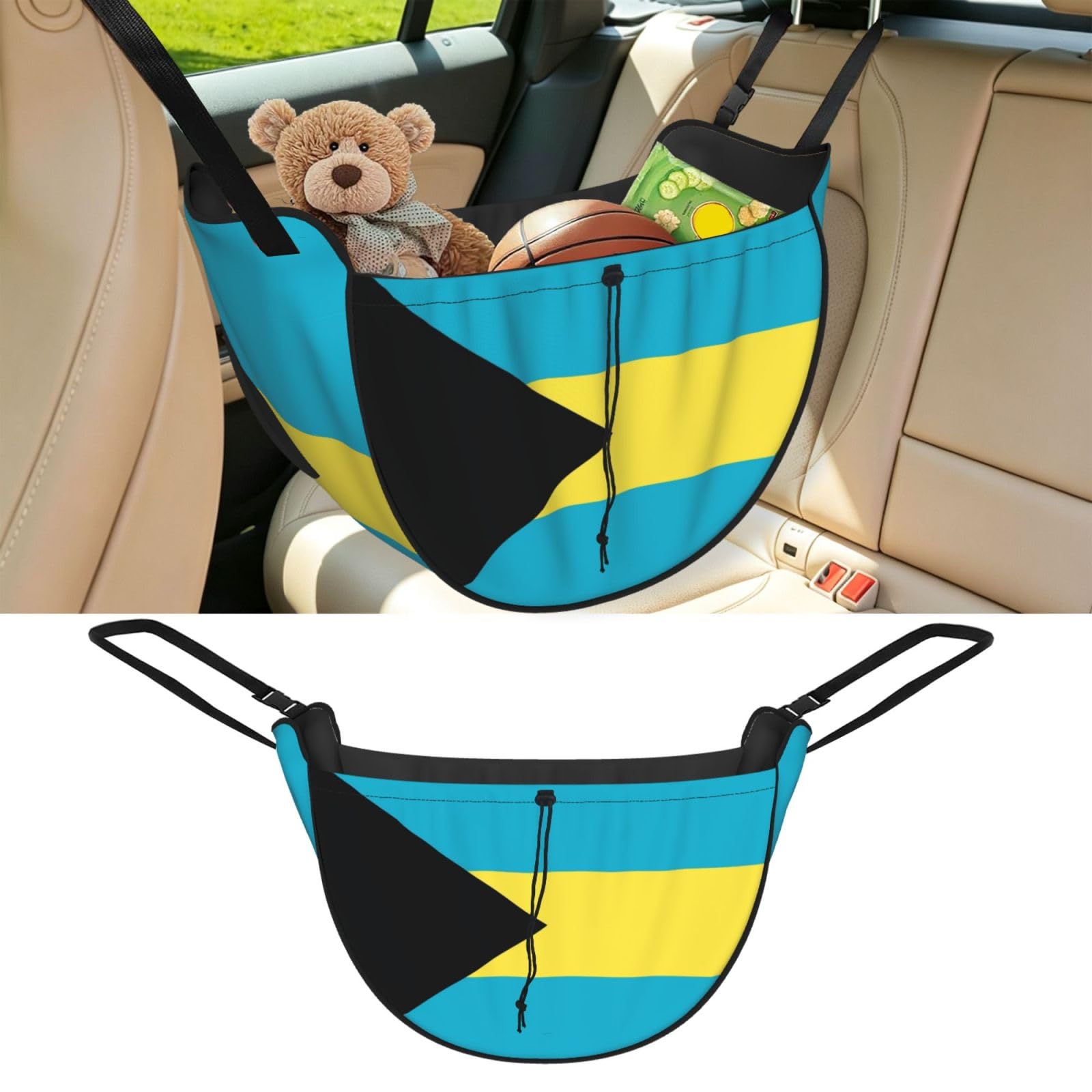 Cntdbu Black Flag Of The Bahamas Car Seat Organizer-Backseat Storage Bag For Travel