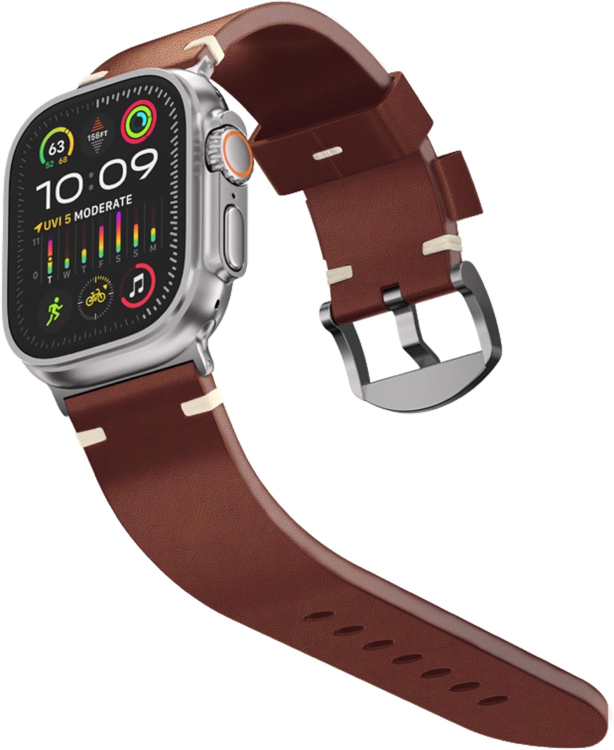 Ultra Supply Co. Leather Band Compatible for Apple Watch Ultra 3, 2, Ultra 49mm & Older Versions - Genuine Top Grain Leather Strap