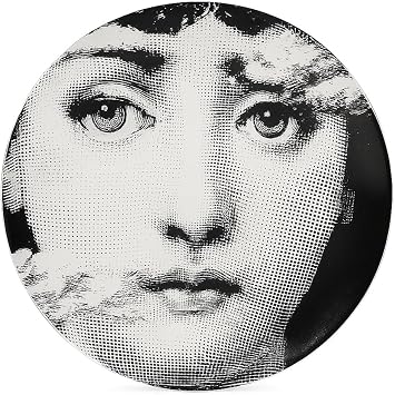 10" Italian-Style Decorative Plate Modern Art Face Design, Handcrafted Ceramic Platter for Tabletop or Wall Display Pretty Face