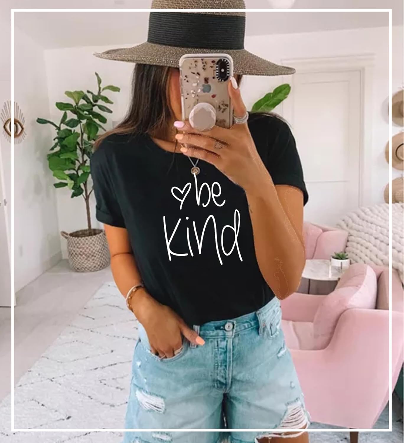 Womens Be Kind Shirt Casual Cotton Short Cute Graphic T Shirt Summer Shirt Casual Round Neck Blessed Tops - Image 5