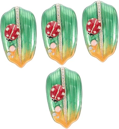 EXCEART Caja de almacenamiento esmaltada de 4 piezas, soporte para aretes, figura de mariquita, coleccionable, pequeño, contenedor de baratija,