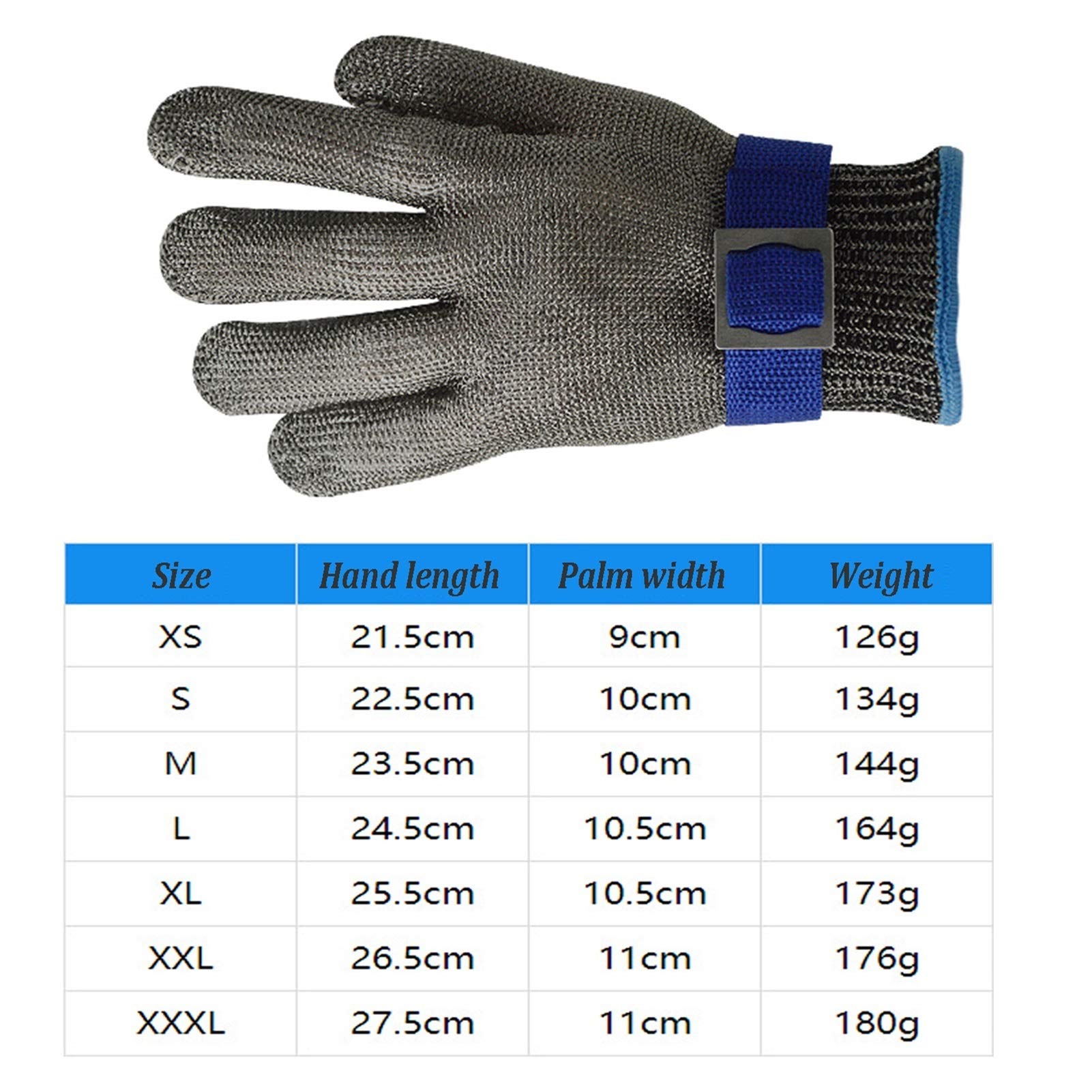 Guantes Anticortes, Guantes Resistentes a Cortes de Alambre de Acero 316, Ideales para cocinas, restaurantes, jardinería y Trabajos de Seguridad, comunes Tanto para Zurdos como para Zurdos.