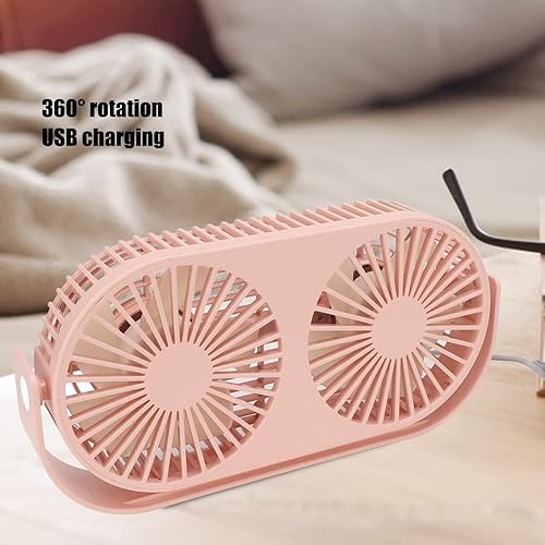 Miniatura 4 de Ventilador de escritorio USB personal pequeño, ventilador USB de doble cabezal mejorado para el hogar, dormitorio, oficina, ventilador pequeño