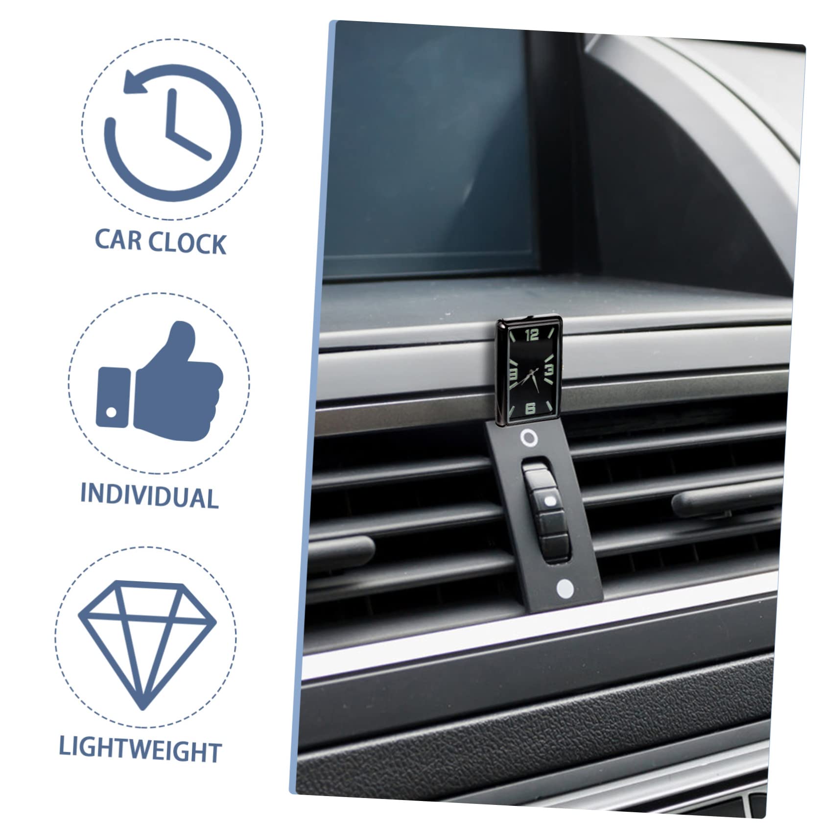 Gatuida 4piezas Reloj Analógico Adhesivo Para Tablero De Coche Diseño Cuadrado y Elegante Decoración Versátil Para Automóvil Fácil De Instalar y Ligero Para Coches Oficinas y Hogares
