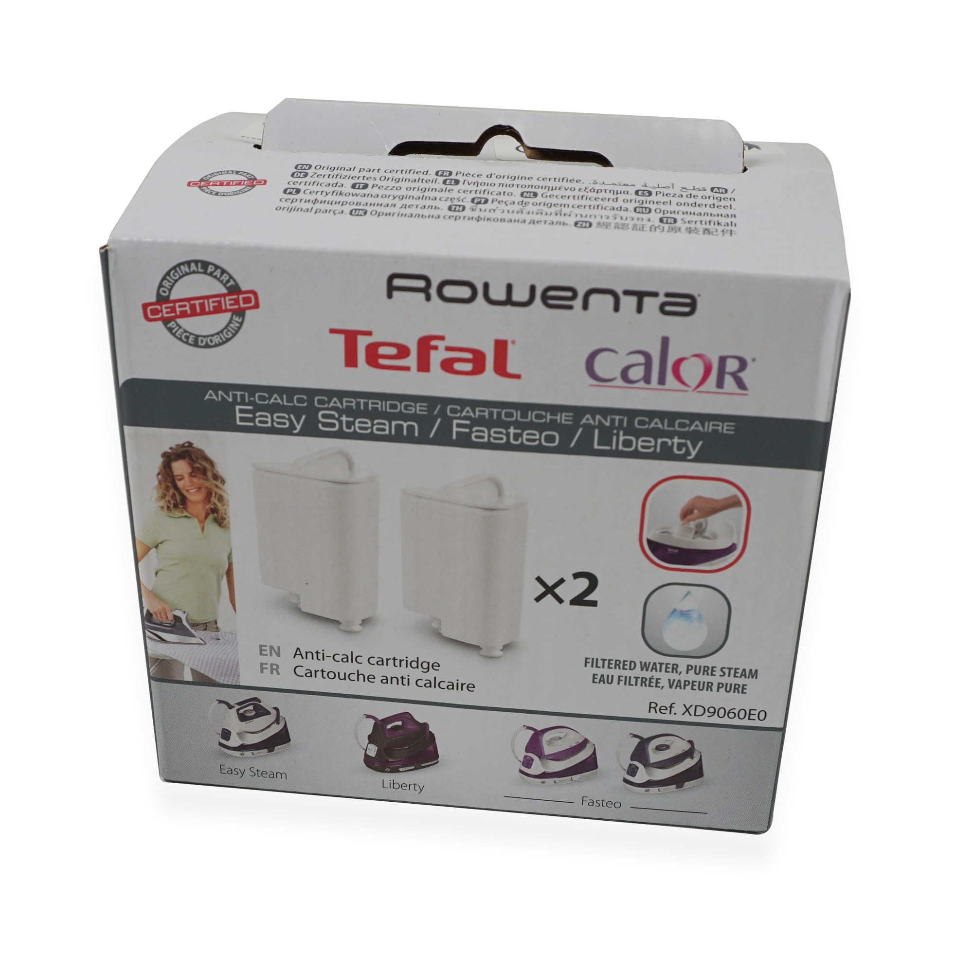 2 x Antikalk-Filterkartusche für Dampfbügelstationen - kompatibel mit Rowenta, Calor, Tefal Easy Steam, Liberty, Fasteo - Original XD9060E0