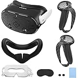 TiMOVO VR Protective Accessory Set for Oculus/Meta 3S, VR Protective Cover Include Controller Grips Cover, VR Shell Cover, Face Cover, Lens Cover, Thumb Girp, 10 Disposable Eye Covers, Black