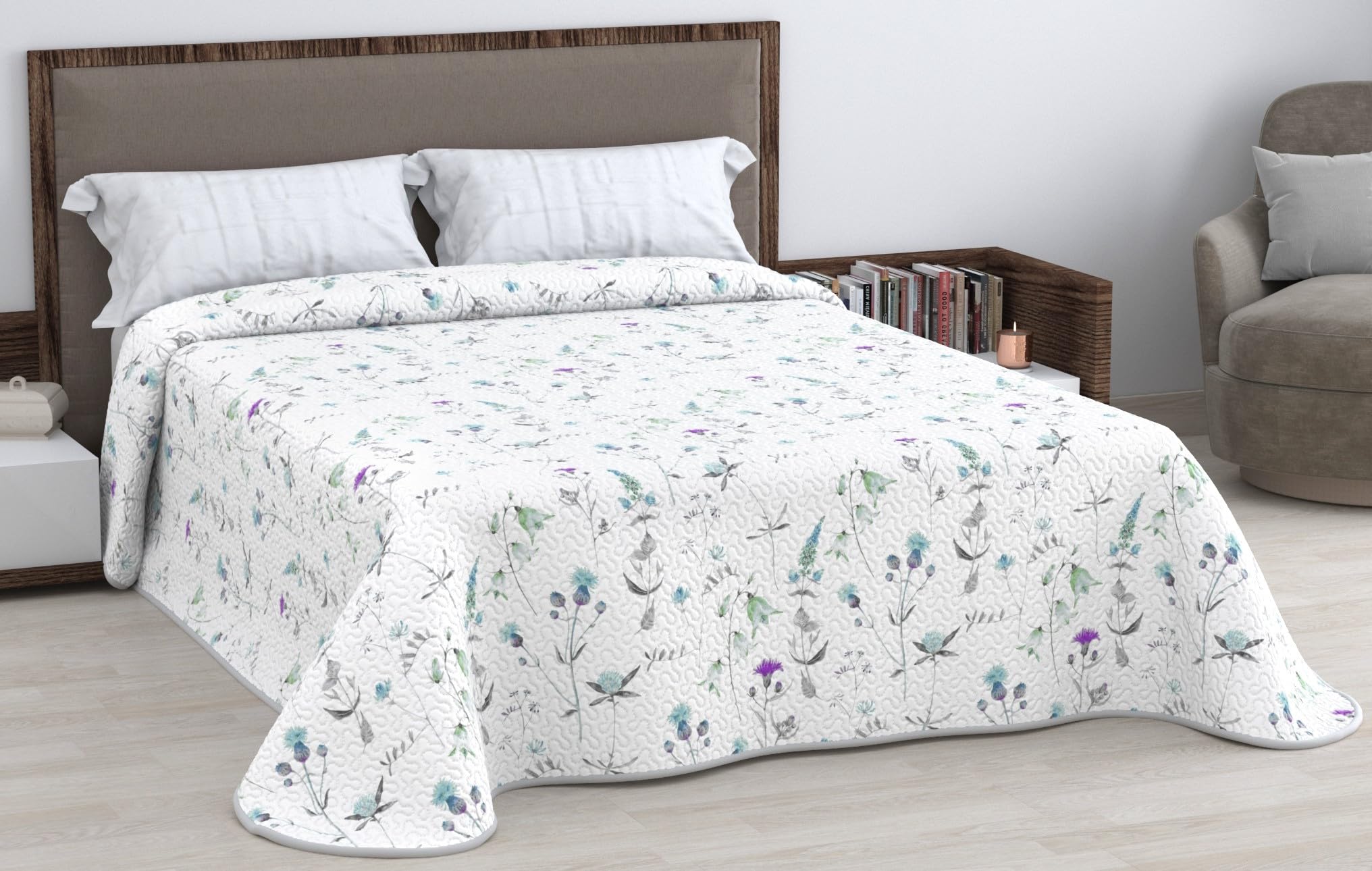 HM'S HOME'SECRET Colcha Bouti Estampada de 100% Microfibra Suave - Variedad de Diseños y Tamaños (Liso Gris, Cama 150cm) — view 21