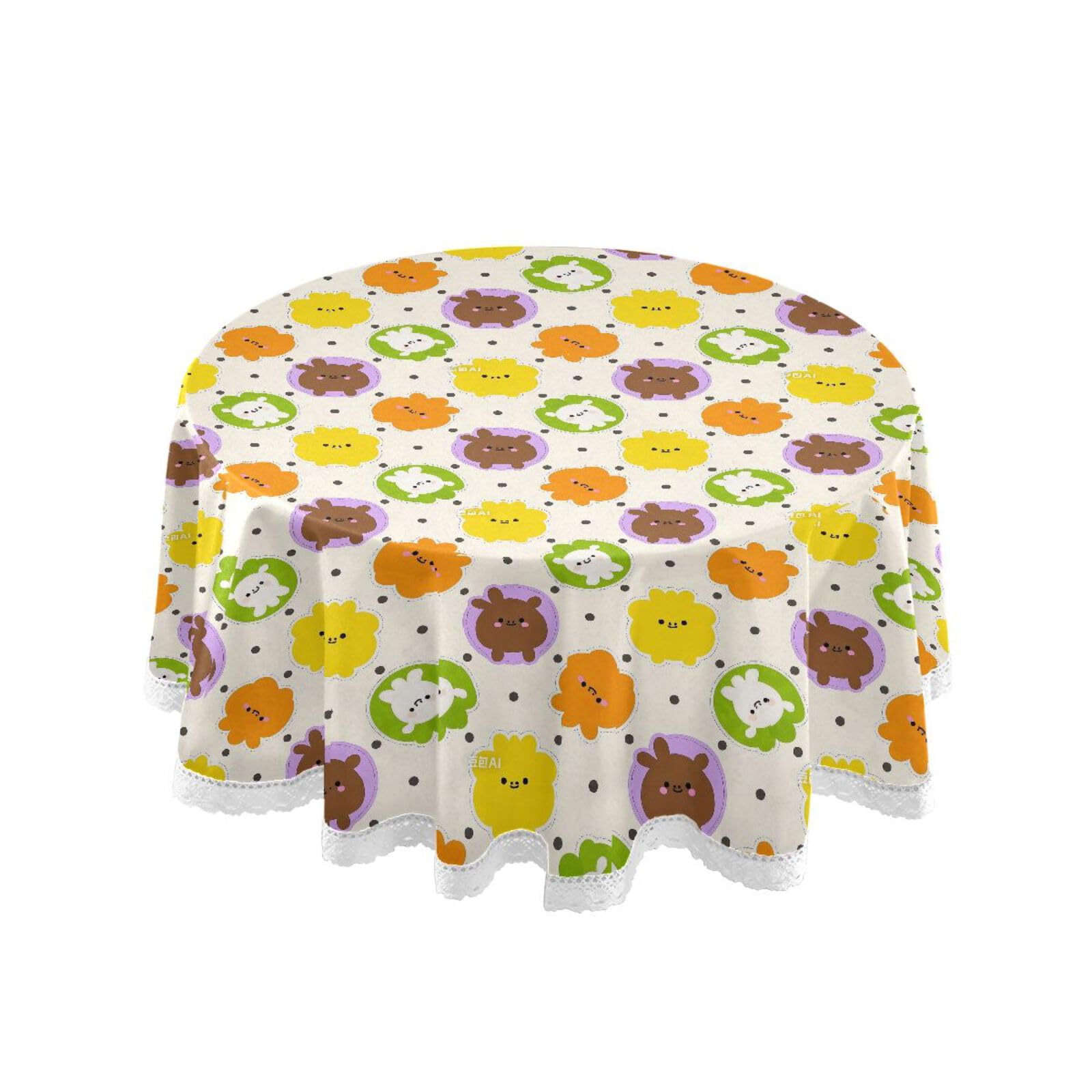 Nappe ronde avec bord en dentelle polyester haut de gamme 152cm