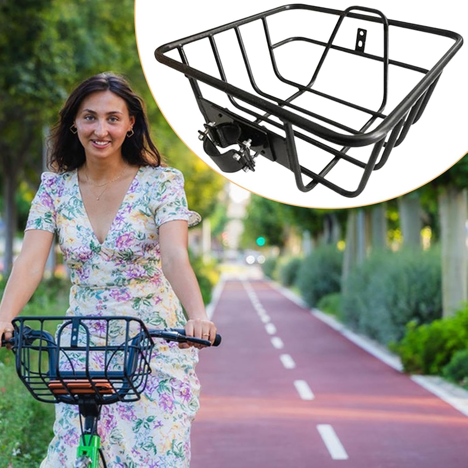 自転車用バスケット - メタル 大型 取り外し可能 サイクリング用品 電動バイク バスケット ビーチ 山 バイク 釣り ガーデニング