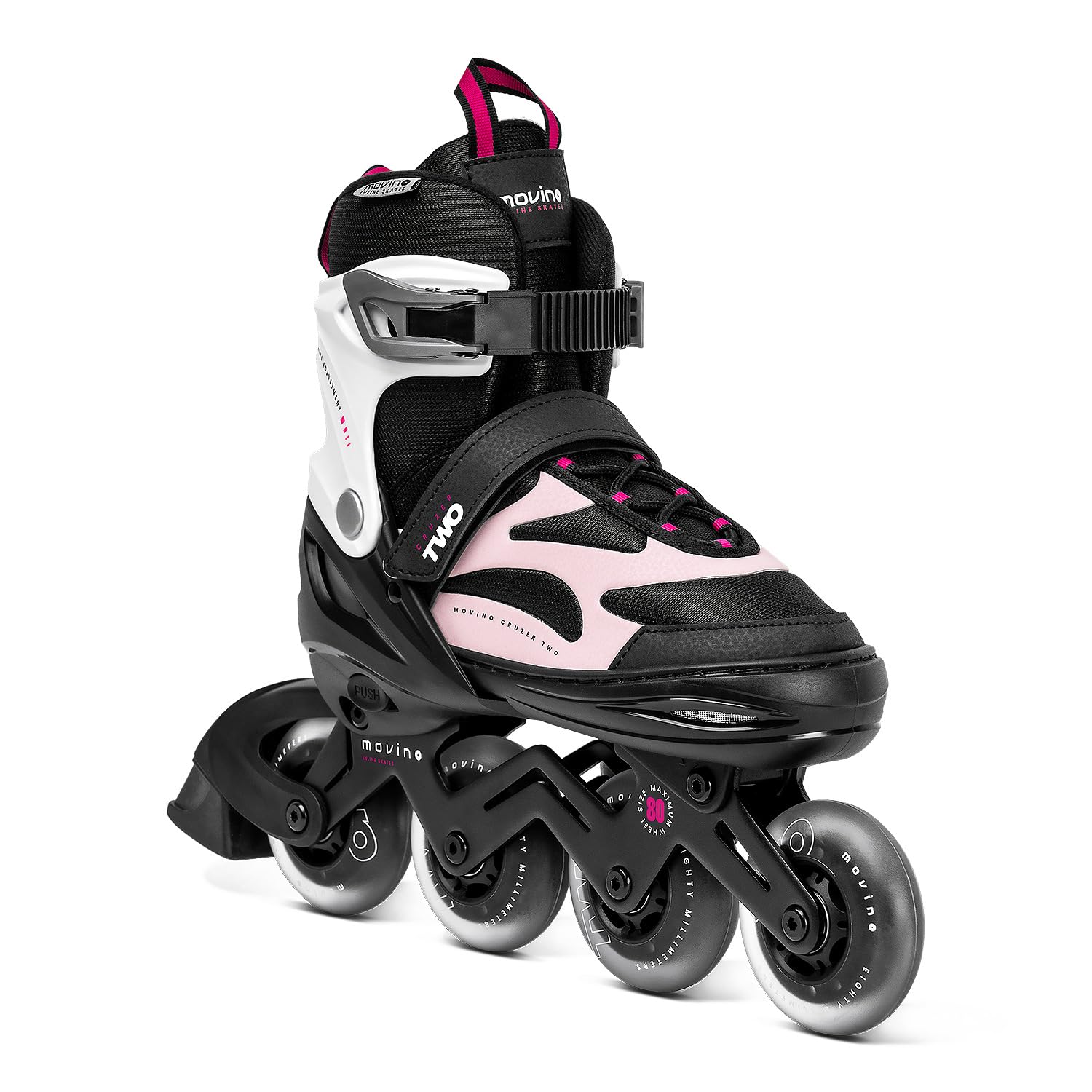 Movino Inline Skates Cruzer Two Rollschuhe Kinder Mädchen Jungen Inliner Rollerskates Fitness Sport Outdoor Inliner für Kinder Inlineskates Verstellbar Großen Rädern 80 mm Kids-Inliner