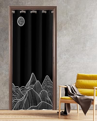 Cortinas modernas de puerta de montaña de 80 pulgadas de largo, cortina opaca para puerta, con aislamiento térmico, divisor de habitación para sala