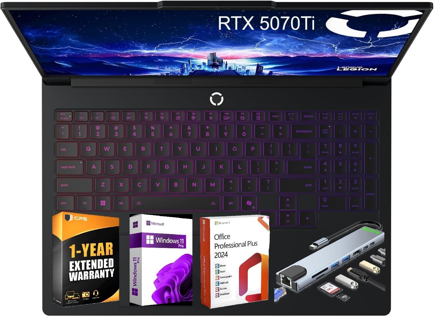 Lenovo Legion Pro 7i 16" OLED WQXGA 240Hz Gaming Laptop Intel Core Ultra 9 275HX, 64GB RAM 2TB SSD NVIDIA GeForce RTX 5070Ti Eclipse Black, Win 11 Pro, 1-Year Ext Warranty, Microsoft Office, GizPro