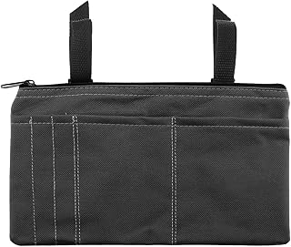 Funda para silla de ruedas de color negro, con reposabrazos, accesorio para andar, bolsa de transporte ligera, organizador 26 x 15,5 cm, IP64 600D tela Oxford