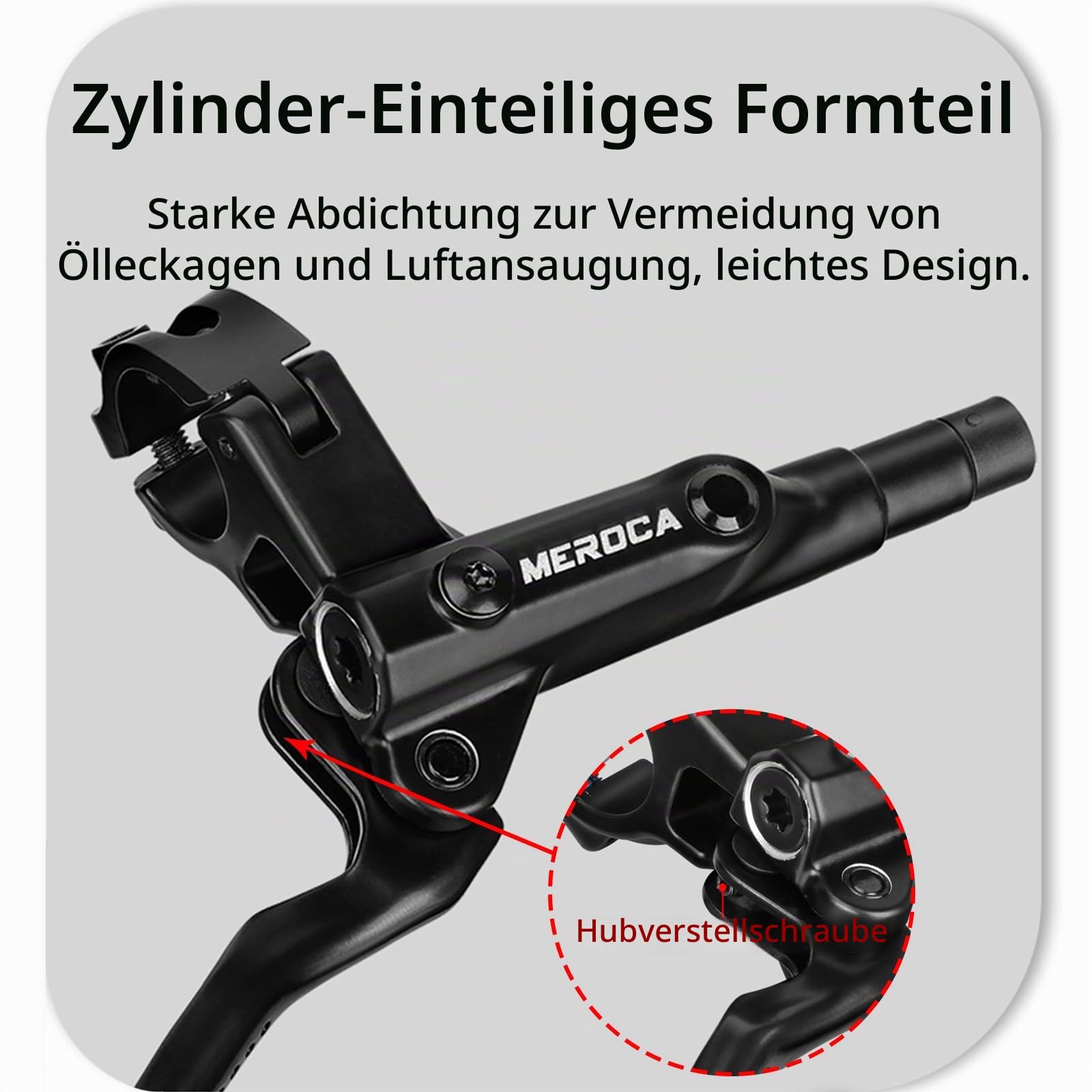 MEROCA M4S 4-Kolben-Hydraulische Scheibenbremsen für Mountainbike vorne 850mm hinten 1550mm Hydraulische E-Bike-Bremse Gespaltene vordere/hintere Bremssättel Fahrrad-Scheibenbremse