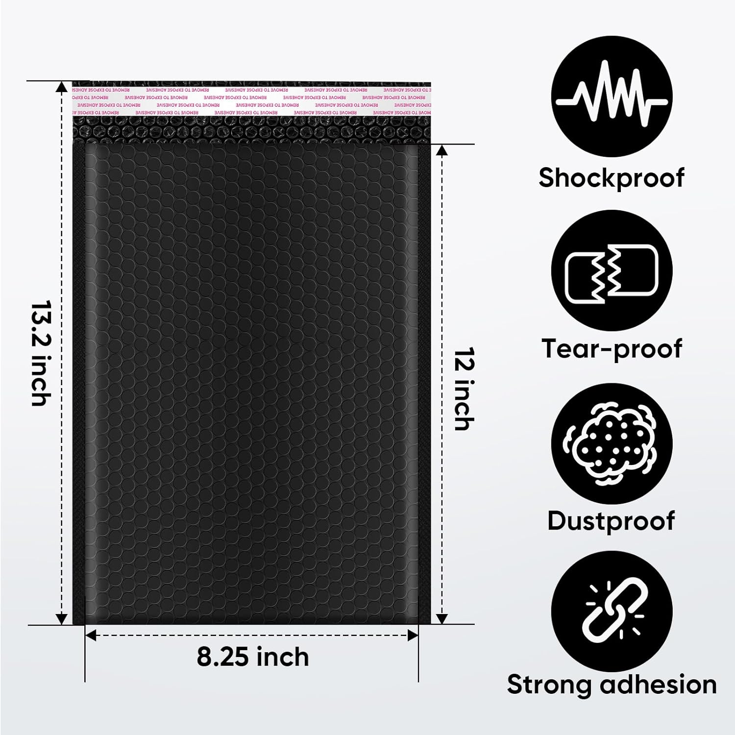 CHMI Black Bubble Mailers 8.5 x 12 Inch 100 Pack, Usable Size 8.25X12 Inch Poly Mailers,Mailing Envelopes,Shipping Mailer，Opaque Self Seal Adhesive Waterproof Bags for Packaging and Shipping.