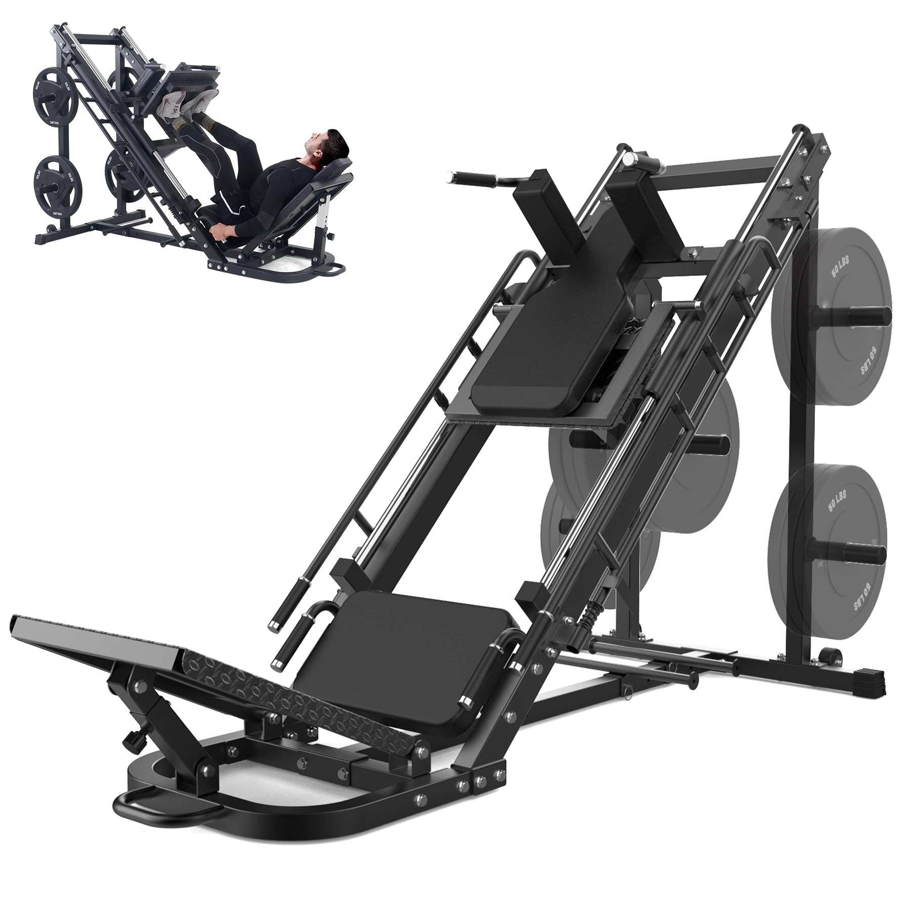GarveeLife Leg Press Hack Squat Machine Combo, 2 in 1 Leg Press Machine for Home Gym with Linear Bearing, Hack Squat Machine with Calf Block for Full Lower Body Workout
