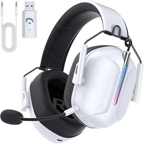 Gvyugke Auriculares inalámbricos para juegos para PS5, auriculares USB de 2.4 GHz con micrófono para PS4, PC, Nintendo Switch, Mac, computadora,