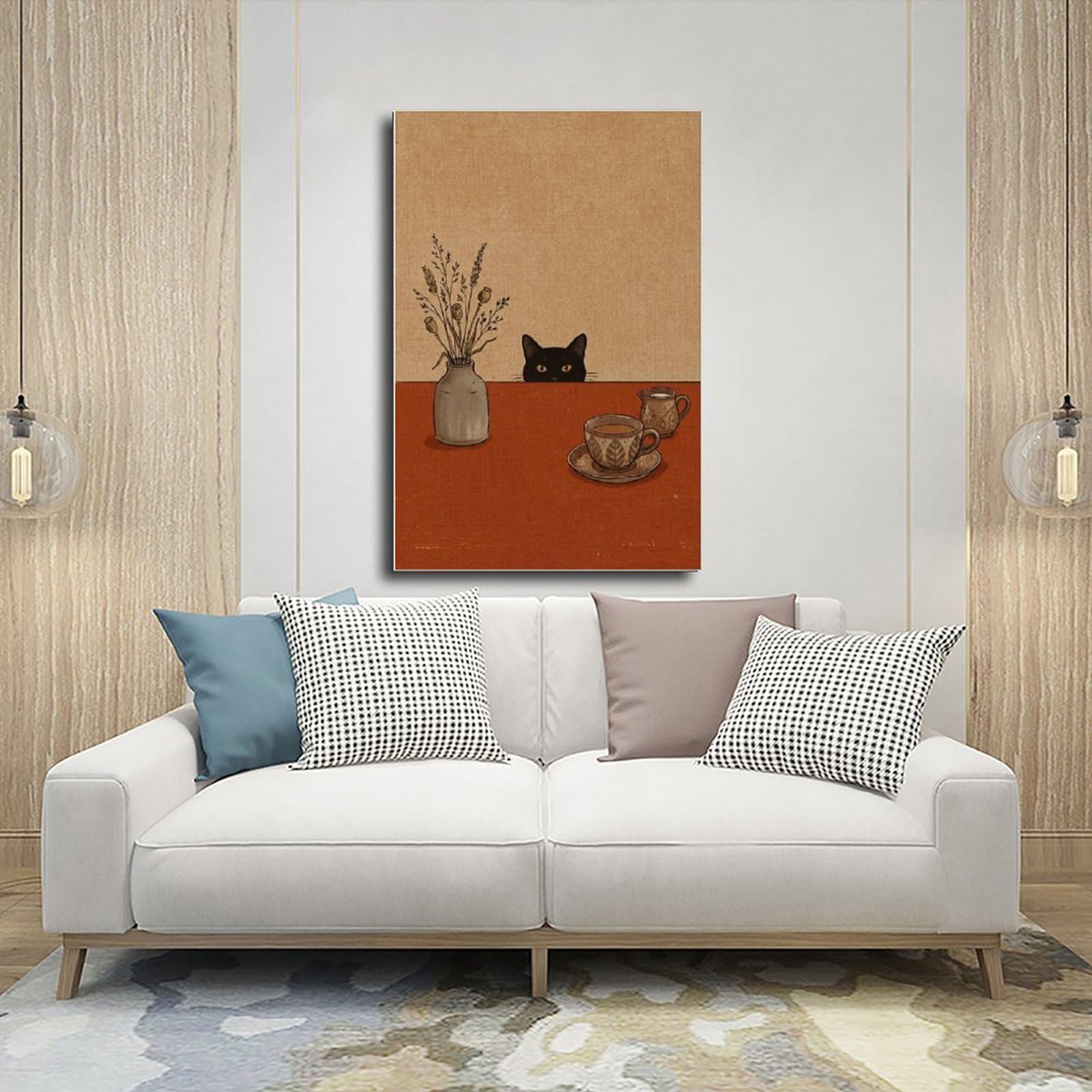Sneaky Black Cat – accogliente decorazione per cucina a tema caffè poster decorazione camera da letto paesaggio ufficio camera da letto decorazione regalo 61 cm L x 91,4 cm W