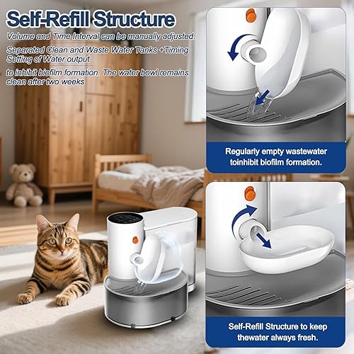 Miniatura 2 de Smart Pet - Fuente de agua para mascotas, dispensador automático de agua de gran capacidad, sin filtro, fuente de agua inalámbrica para gatos y