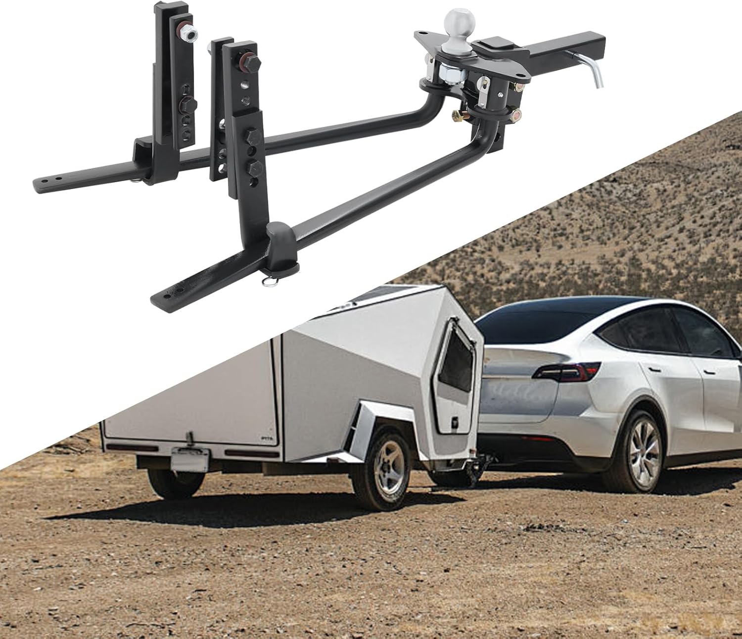Weight Distribution Hitch, 8000lbs Towing Capacity, 7-Inch Trailer Hitch with Sway Control, Adjustable Load Leveling Hitch Kit for RV Camper Boat (8000lbs)
