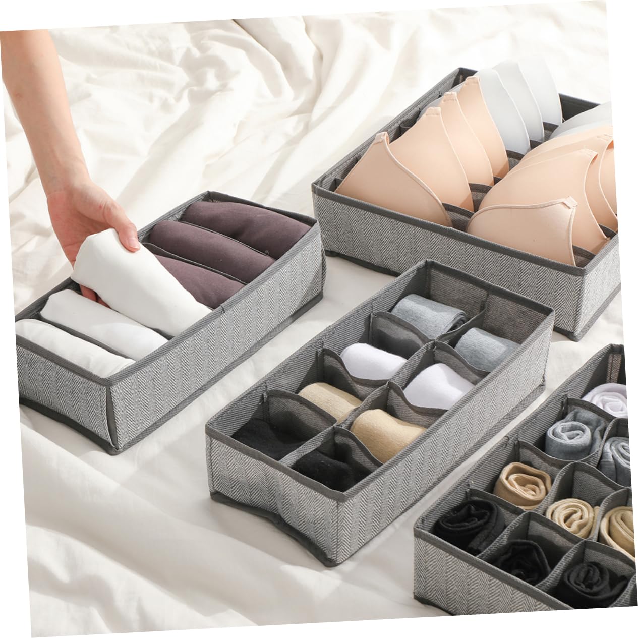 Organizador de Ropa Interior para Armario, 4 Piezas, 7 Compartimentos