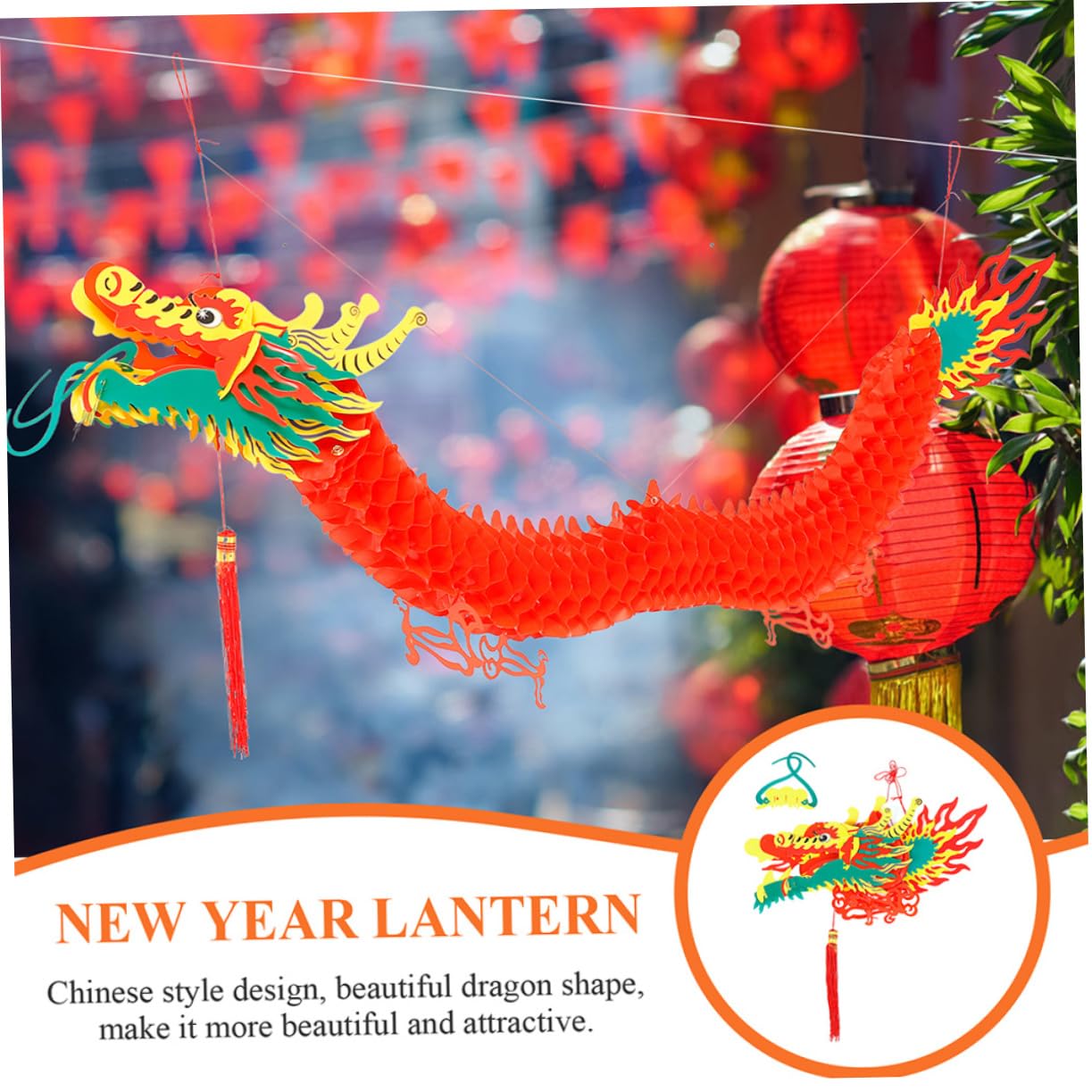 Ciieeo 5St Chinesische Neujahrsdekoration chinesische neujahrsdrachengirlande Laternengirlande des neuen Jahres Chinesisches Dekoration Chinesischer Neujahrsfest Dekoration Papier