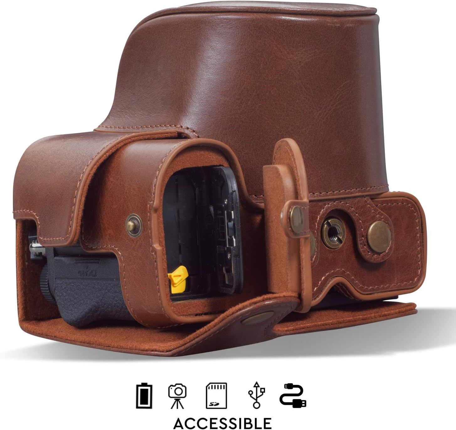 MegaGear MG1943 Ever Ready Genuine Leather Camera Case Compatible with Nikon Z5 - Brown