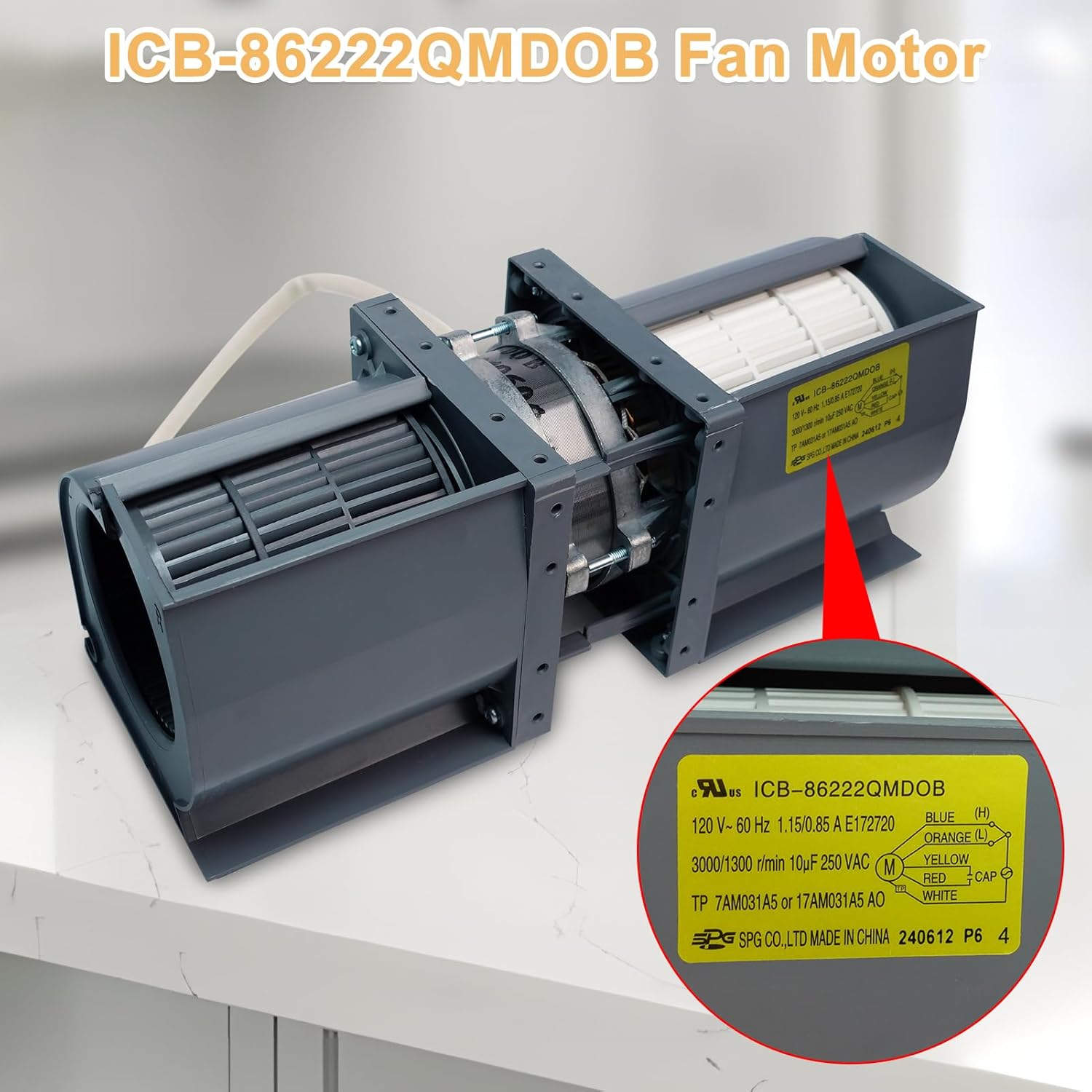 ICB-86222QMDOB GE Microwave Oven Cooling Fan Motor OEM Parts Compatiable for GE JVM3160DF5WW / JVM3160RFSS and Electrolux Microwave Oven Exhaust Fan