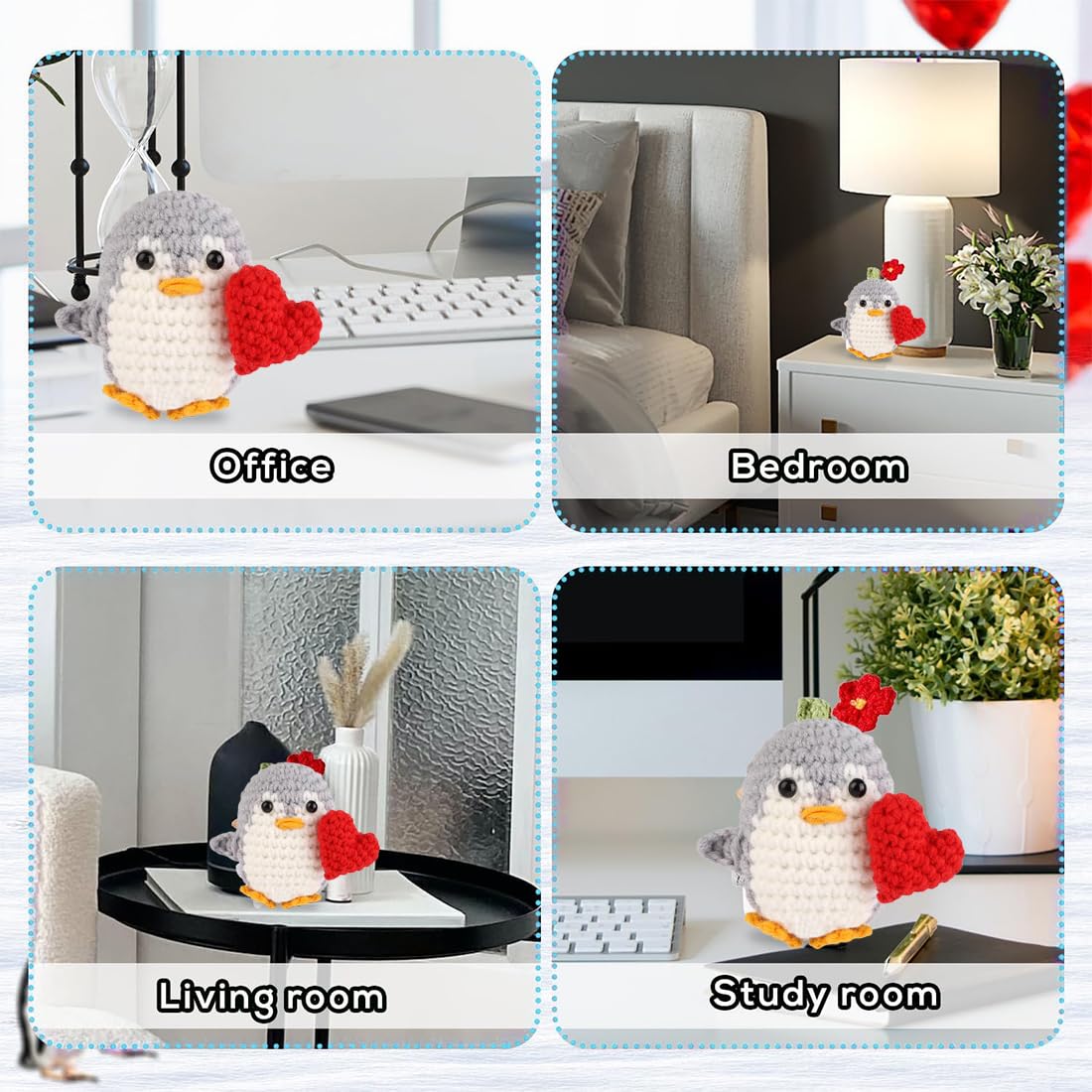 Pinguino all'uncinetto con citazione positiva, pinguino positivo, regalo all 'uncinetto fatto a mano, arredamento per la casa, peluche per bambini, regalo per lei, regalo di natale - Italia