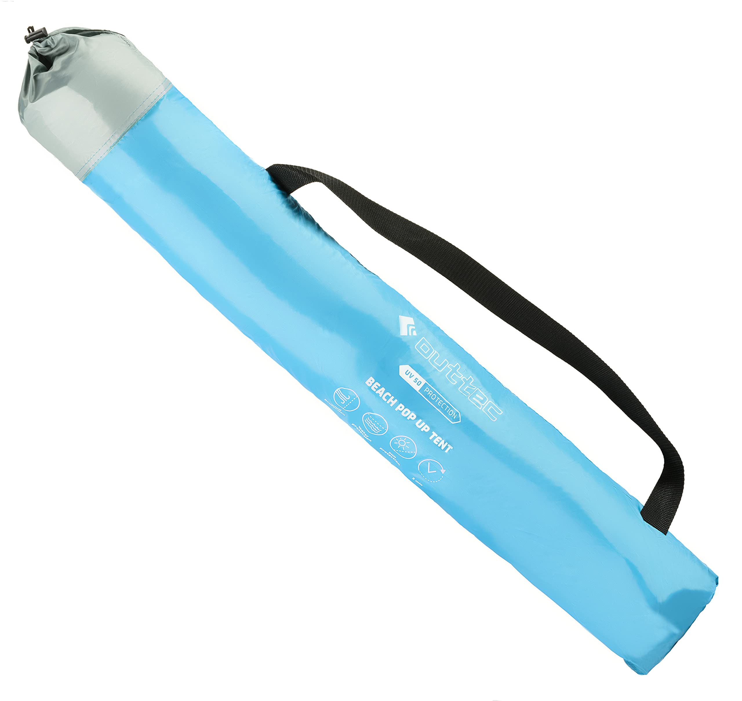 Aéré Tente de Plage, Tente de Plage avec Sac de Transport, avec Poches de Sable, pour Famille Plage, Camping, Jardin, Protection Solaire (Bleu-Gris)