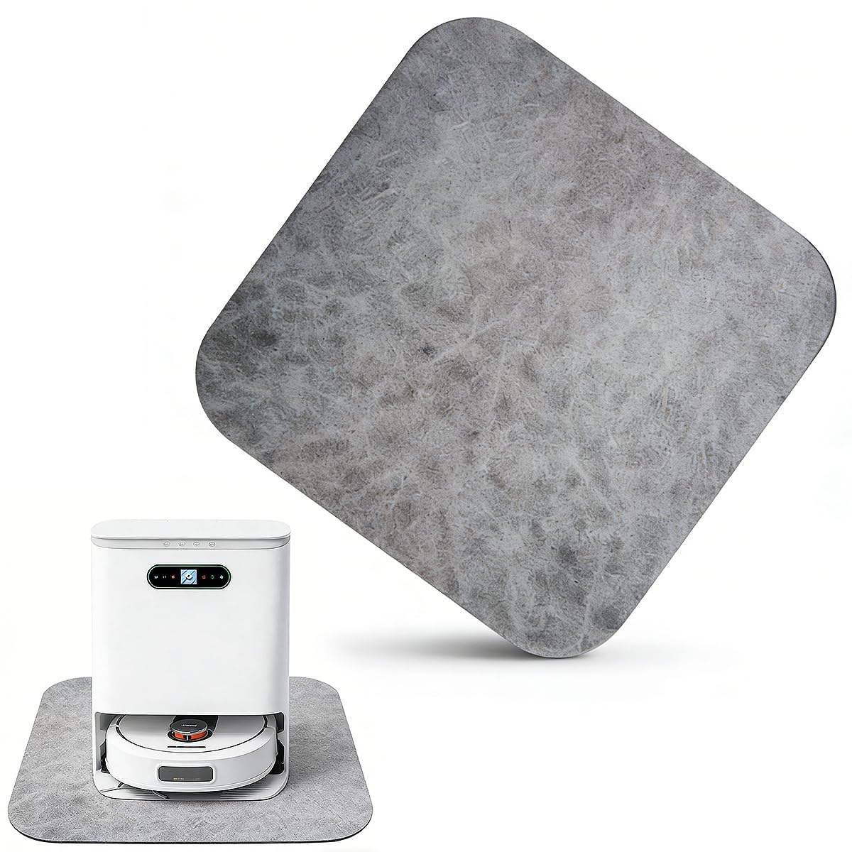 Tappeto Assorbente, 43.5 x 43 cm Robot Aspirapolvere Tappetino Assorbente Antiscivolo Tappetino Assorbente Universale Tappetino Assorbente per Spazzatrice in Gomma per Pavimenti Asciutti, Grigi