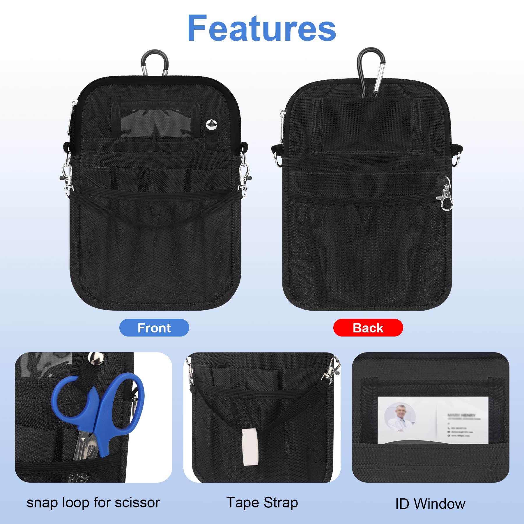 BOVKE Nurse Fanny Pack with Medical Gear Pockets, Tape Holder - Image 4