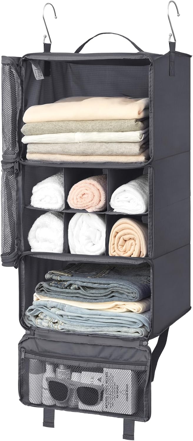 GRANNY SAYS Compression Packing Cubes for Travel, Extra Large Hanging Luggage Organizer, 3-Shelf Foldable Hanging Travel Shelves with 2 Hooks and Window, Packing Cubes for Carry on Suitcase Organizer GRANNY SAYS Compression Packing Cubes for Travel, Extra Large Hanging Luggage Organizer, 3-Shelf Foldable Hanging Travel Shelves with 2 Hooks and Window, Packing Cubes for Carry on Suitcase Organizer