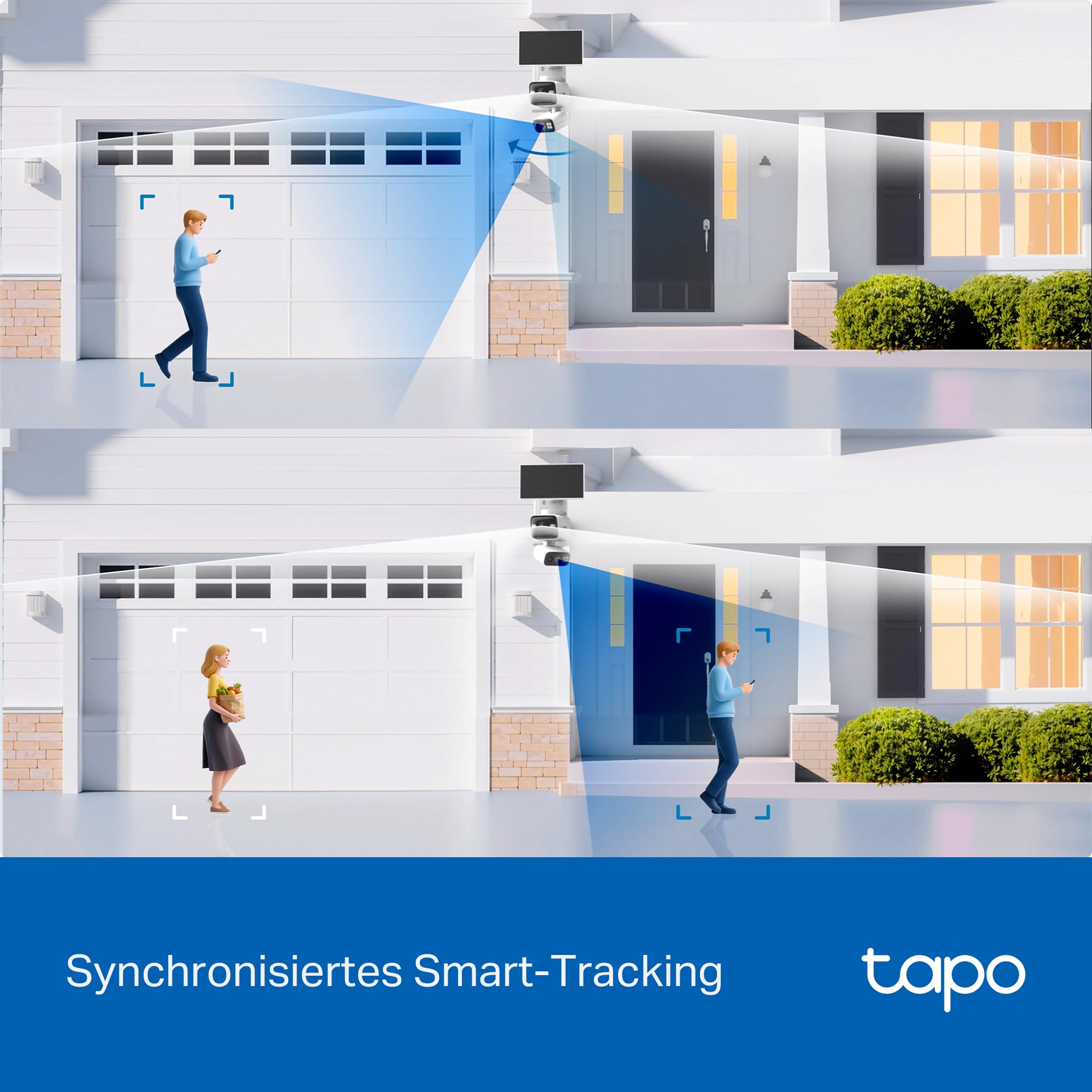Tapo C645D KIT Solar Überwachungskamera Außen mit Akku | 2K Dual-Objektiv | 165° Winkel + 6mm Objektiv | Dual-Band 2,4GHz/5GHz WLAN | KI-Erkennung | 24/7 Aufzeichnung | Lokale MicroSD & Cloud Speicher