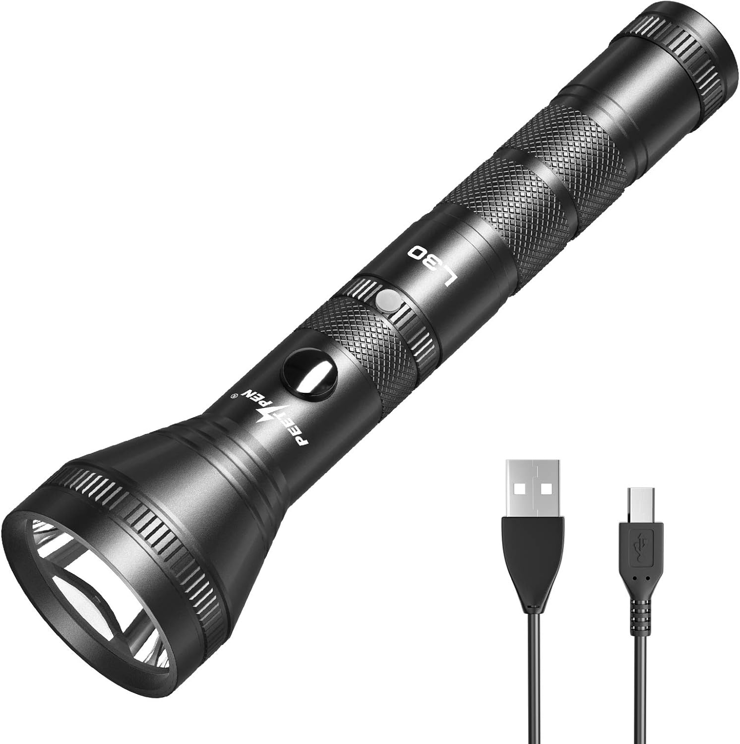 PEETPEN LED Torch Rechargeable Extremely Bright USB Torches 1200 Lumen