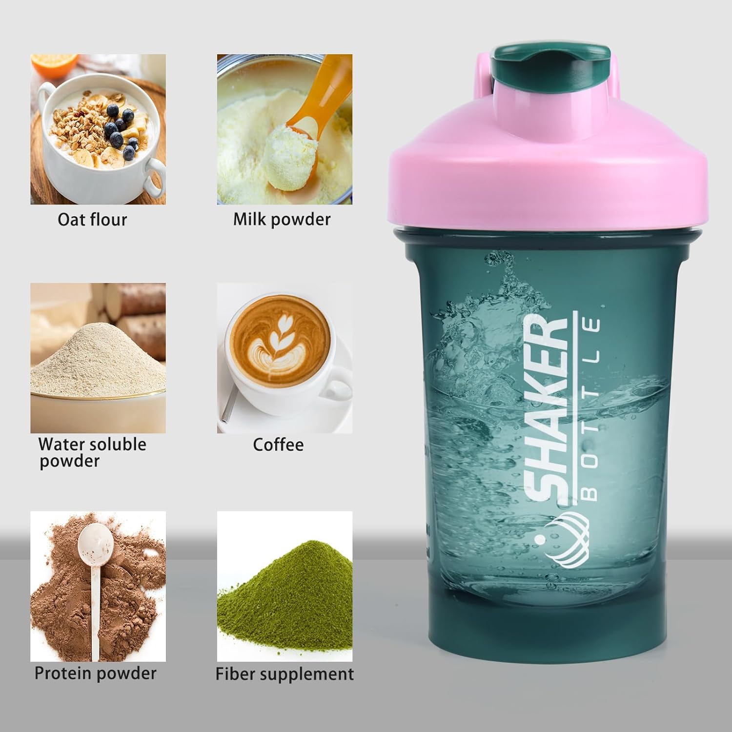 Shaker Bottle,400ml Small Protein Shaker Bottle with Mixing Ball, Portable 14oz GYM Shakes Cup for Workout,BPA free, 100% Leak Proof,Dishwasher Safe（Green） - Image 6