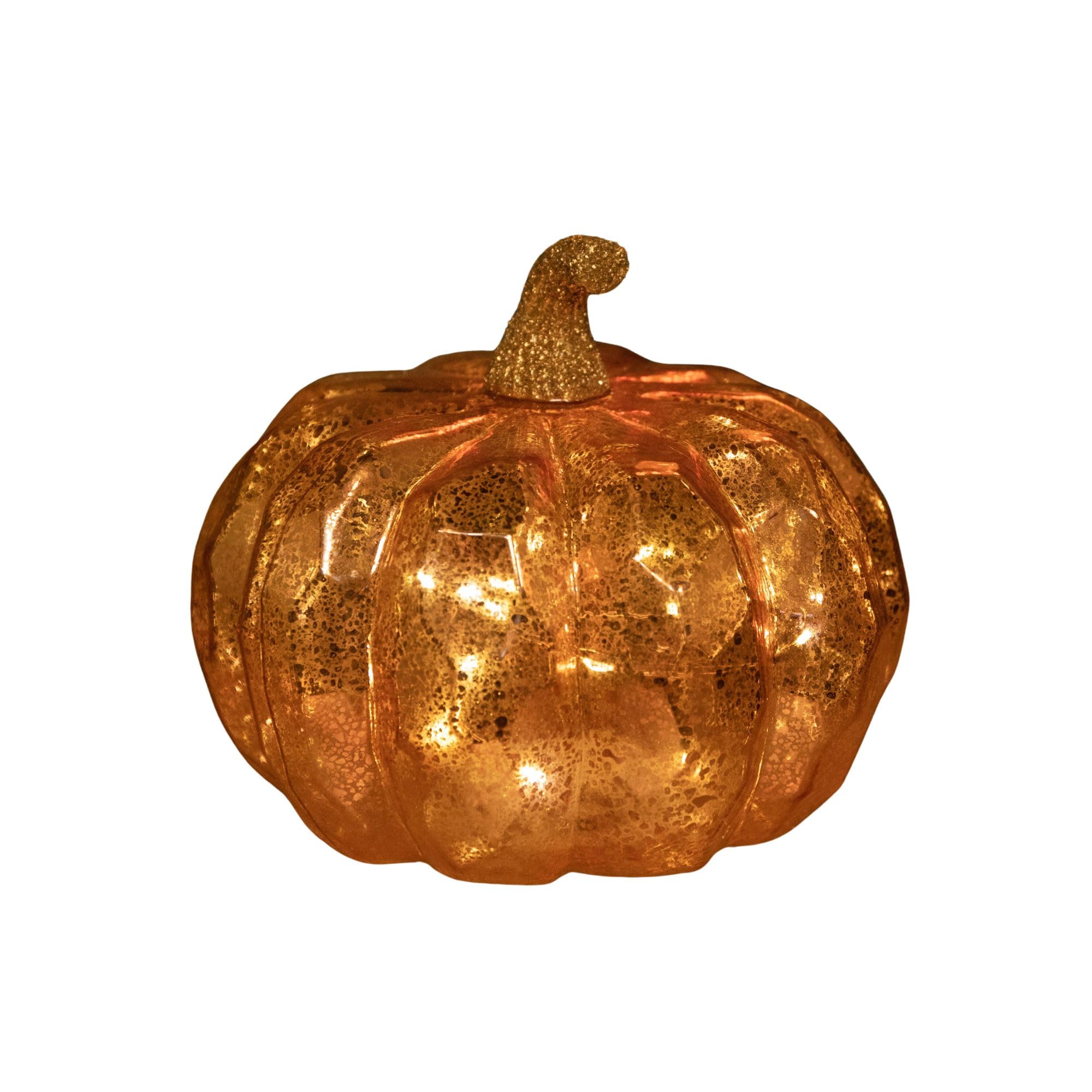 Samuel ALEXANDER 17cm Battery Operated Light up Glass Pumpkin Halloween Decoration with Warm White LEDs
