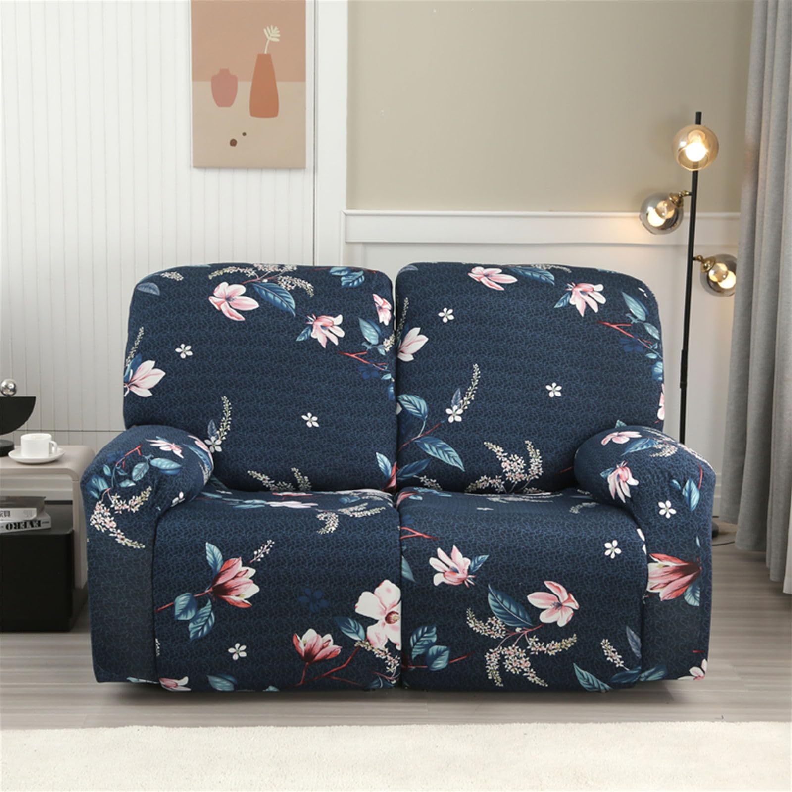 Housse de canapé inclinable et relaxante Extensible 2 Places, Housse de canapé inclinable Universelle avec, Housses de canapé de Massage électrique(Foglia Di Fiori)