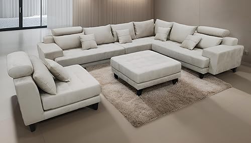 Miniatura 3 de Stendmar S150DBE 5PC. Juego de sofá de tela de microfibra reversible con acabado beige