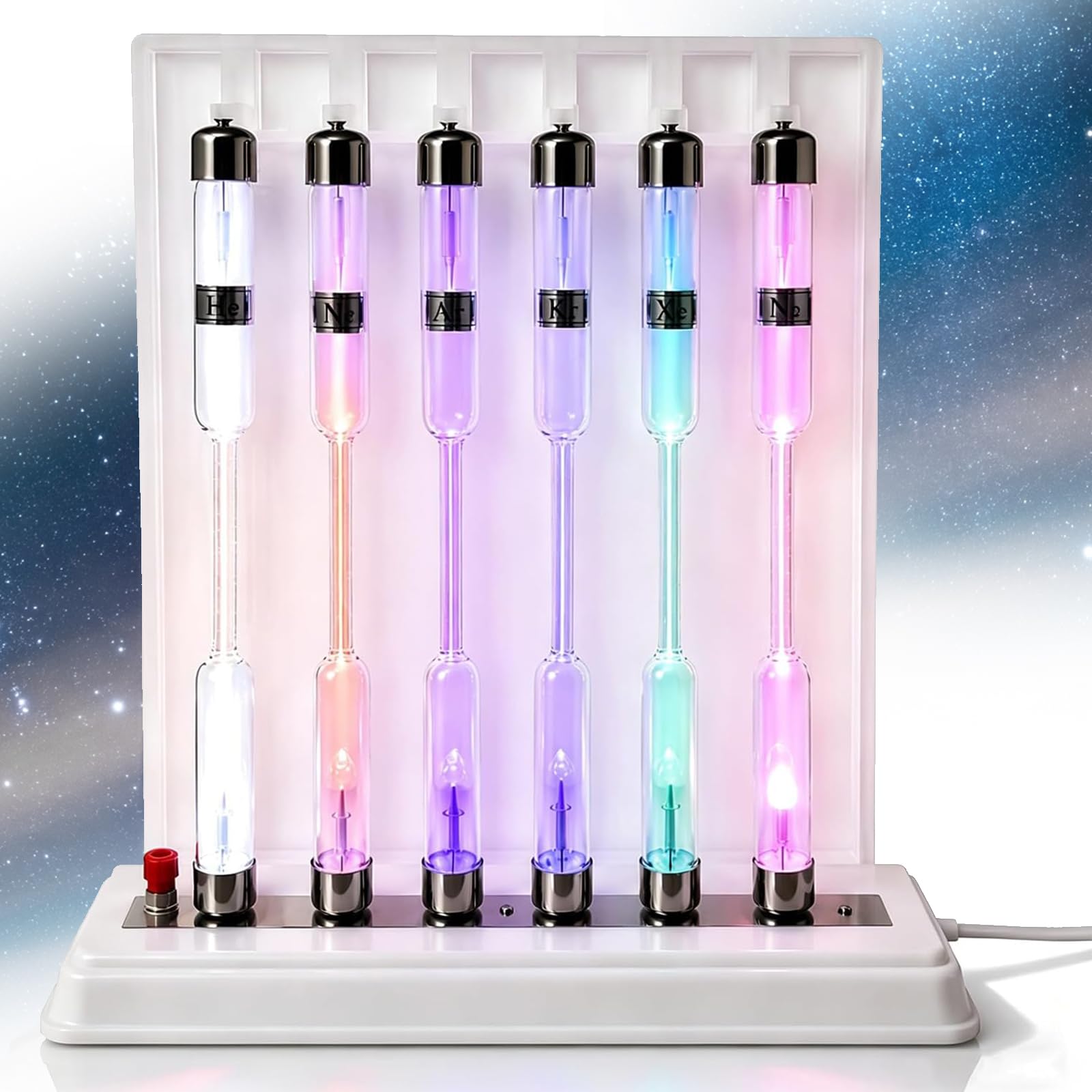 VILA SMO Spectrum Discharge Tube, Science Gas Discharge Tube Set, (He, Ne, Ar, H2, N2, Hg) with Experimental Support, for Physics & Chemistry Education