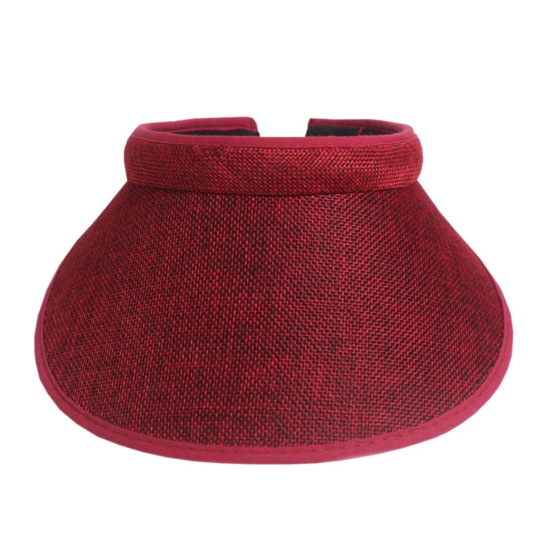 ACVIP Women's Cotton Linen Visor Sun Hat Headband (Dark Red)