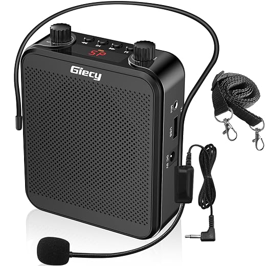 30W Portable Voice Amplifier with Wired Microphone Headset, 2800mAh Rechargeable PA System Speaker Personal Microphone Speech Power Amplifiers Loudspeaker for Teachers/Metting/Tour Guide