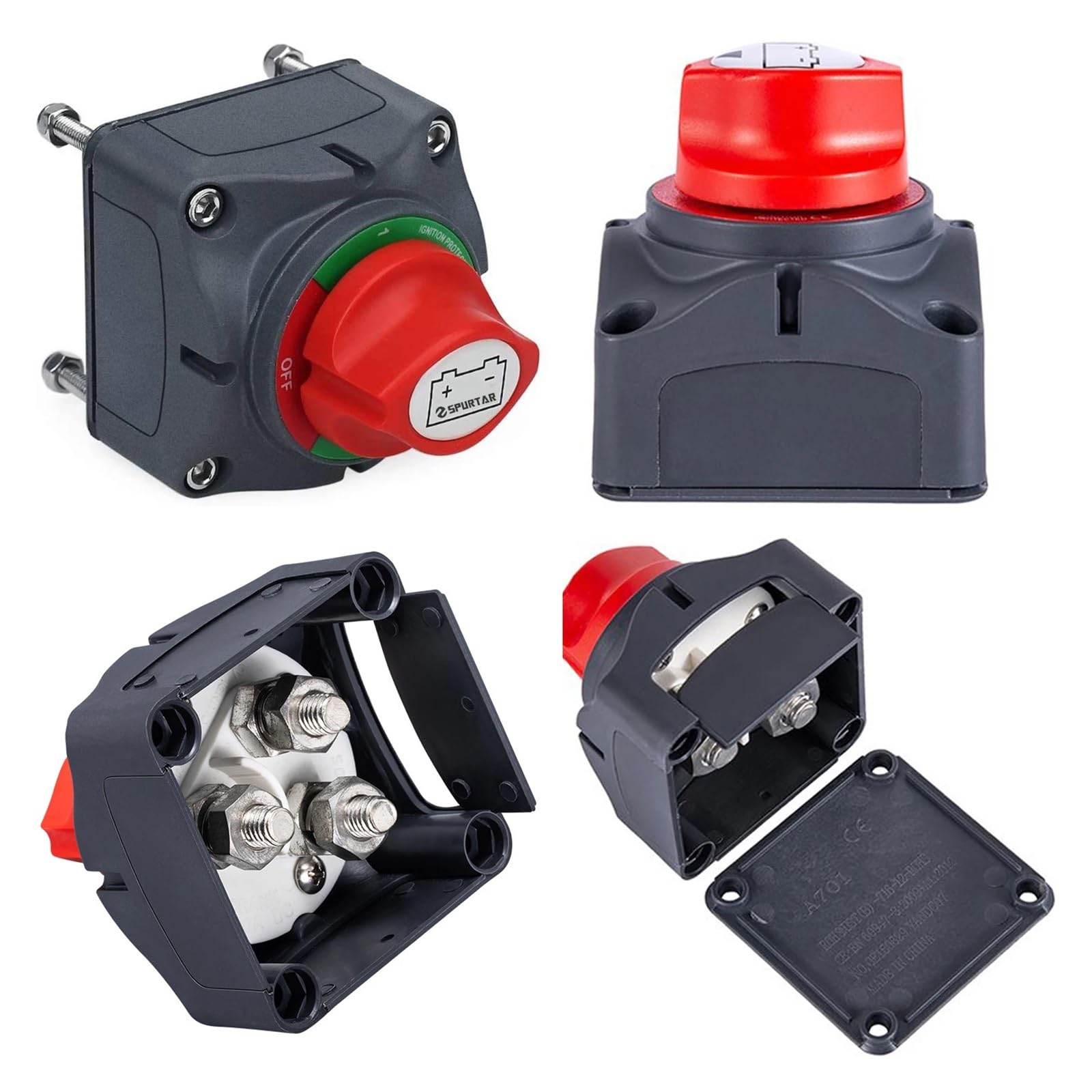 ZHGUIMING Interruptor de desconexión de batería automática, 12V, 24V, marino, 200A, 300A, 600A, interruptor de masa de batería Dual, interruptor de corte de 2 y 3 posiciones, coche y barco(3 position
