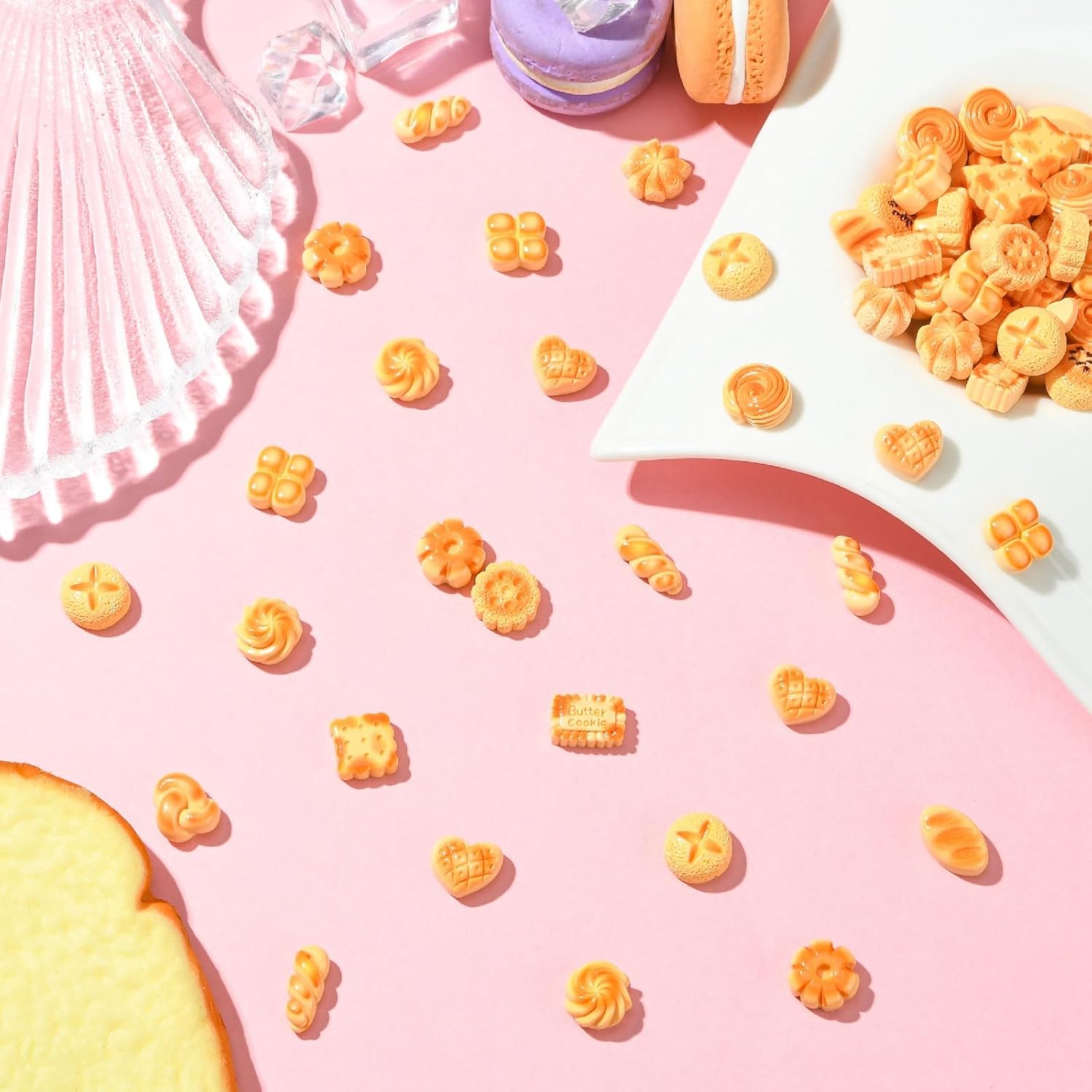 100 pcs Mixed Styles Baking Bread Theme Resin Cabochons Breakfast Cookie Imitation Food No Hole Beads for DIY Jewelry Embellishment Craft Phone Shoe Bag image 5