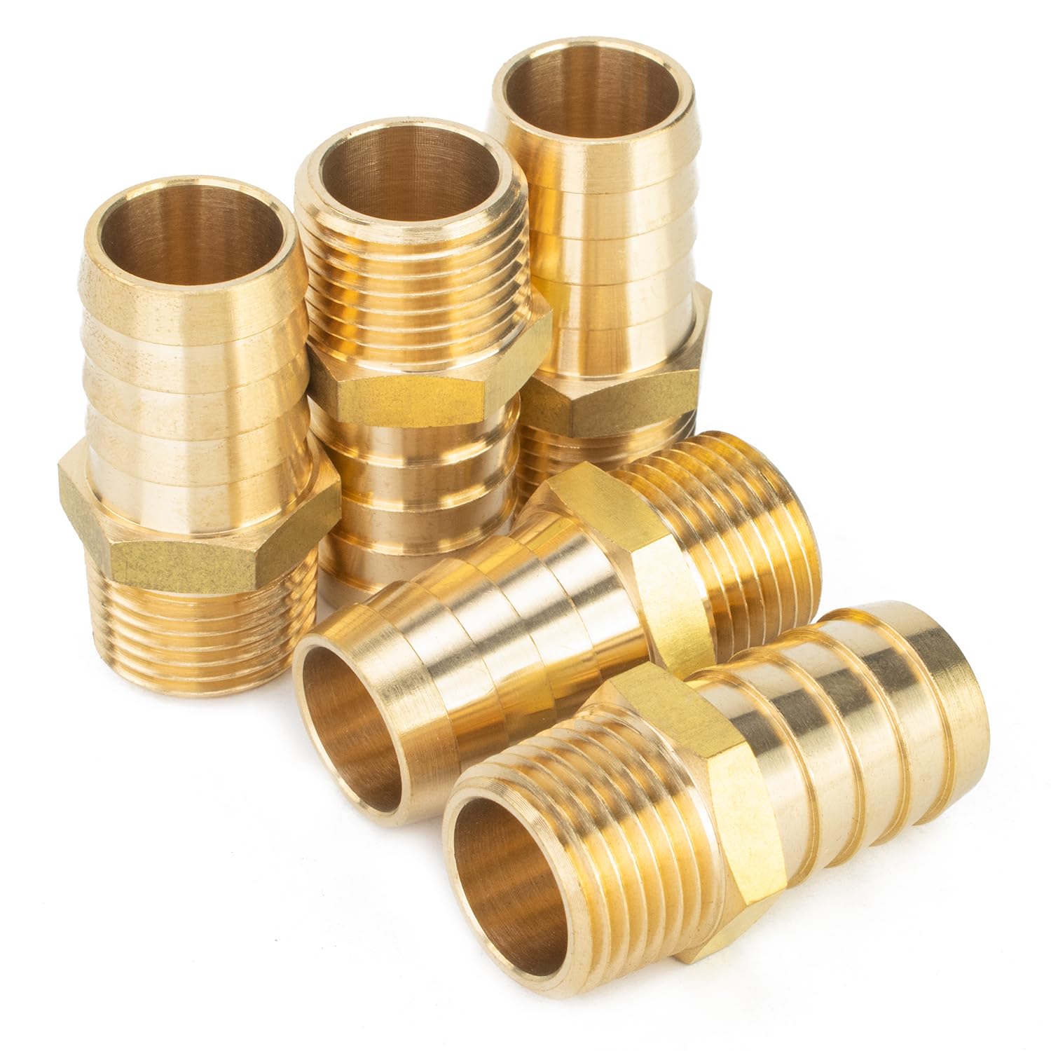 Brass Barbed Fitting Coupler/Connector 1/2-Inch Male Bspt X 19Mm Hose Barb(Pack Of 5) 703546662120