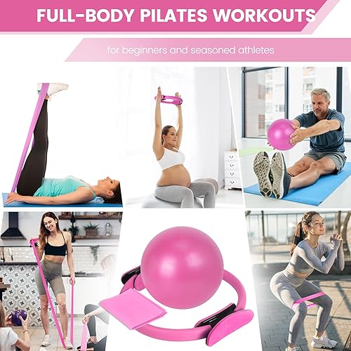 Miniatura 6 de Pilates Ring and Ball Set Bulk, Pilates Equipment with 12 Inch Pilates Circle Rings, Small Yoga Balls, Resistance Bands, Pilate Essential Kit Bulk